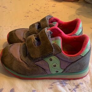 Saucony Kids' Purple and Gray Sneakers with Pink Accents